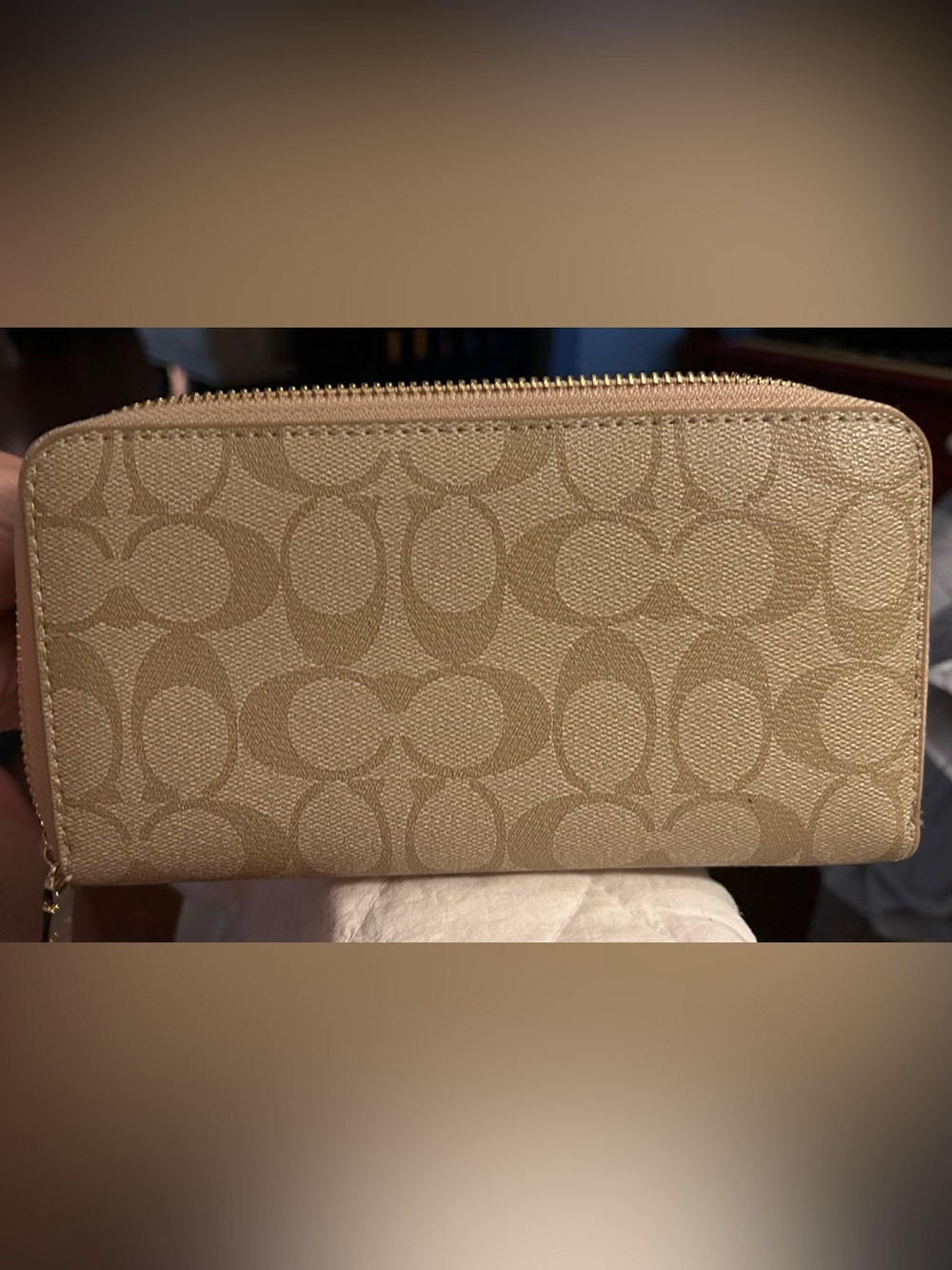 Beige Zip Wallet
